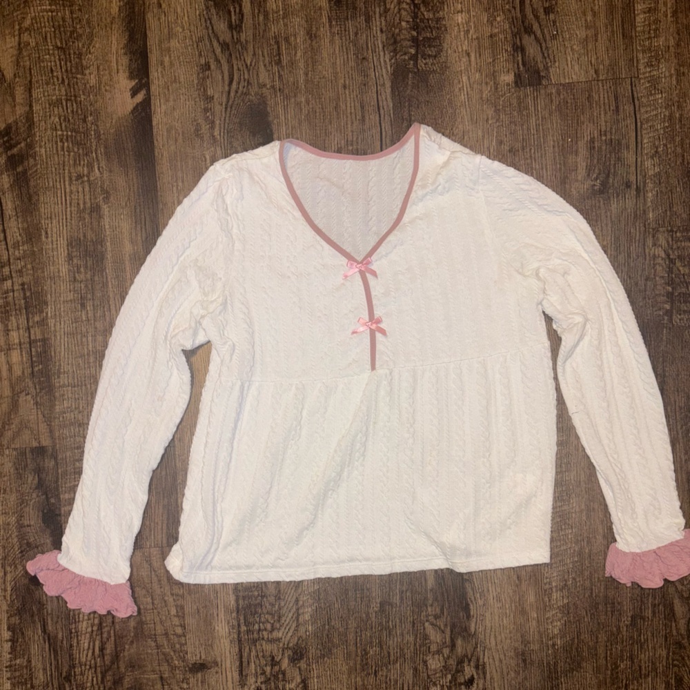 White and Pink Women's Top